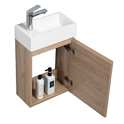 Badplaats Meuble Lave-mains Angela 40 x 22 cm - Chêne Châtaignier - Armoire de rangement