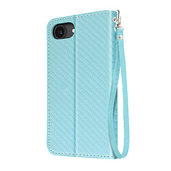 Avizar Étui à Clapet pour iPhone 17e Effet Carbone avec Porte-Cartes et Support Bleu