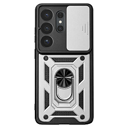 Avizar Coque pour Galaxy S26 Ultra avec Bague Support et Cache Caméra Coulissant Argent