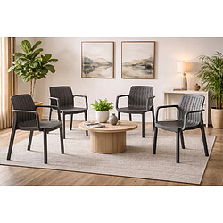 Acheter Pegane Lot de 6 chaises de jardin avec accoudoirs coloris Antracithe