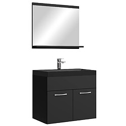 Badplaats Meuble de Salle de Bain Montreal Set 02 60 cm – Noir Matt – Lavabo Noir / Miroir