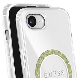 Avis Guess Maroquinerie Guess Coque MagSafe pour iPhone 17e Série IML Glitter Circle Antichoc Transparent
