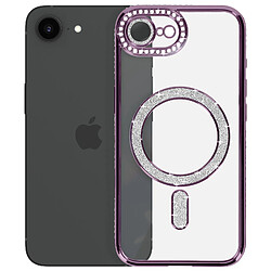 Avizar Coque pour iPhone 17e Compatible MagSafe avec Contour Strassé Violet
