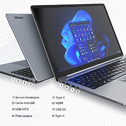 Ninkear PC Portable AMD Ryzen 5 5500U - 16" FHD, 16GB RAM, 1024GB SSD - Ordinateur Portable pas cher