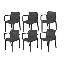 Avis Pegane Lot de 6 chaises de jardin avec accoudoirs coloris Antracithe
