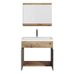 Avis Badplaats Meuble de Salle de Bain Montreal Set 02 60 cm – Chêne châtaignier / Gris