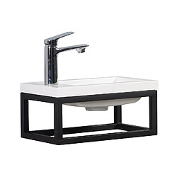 Badplaats Meuble lave-mains Mesa 40 x 22 cm – Blanc mat / noir – Meuble suspendu