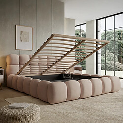 INTENSE DECO Lit coffre Tomaso 140x190cm velours Beige
