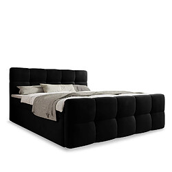 INTENSE DECO Lit coffre + matelas Volupto 140x190cm velours Noir