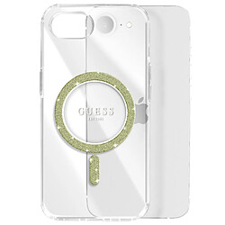 Guess Maroquinerie Guess Coque MagSafe pour iPhone 17e Série IML Glitter Circle Antichoc Transparent pas cher