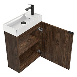 Badplaats Meuble de salle de bain Keno 50 x 23 cm – Brun Noyer – Meuble lavabo avec vasque