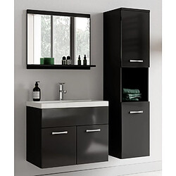 BADPLAATS Meuble de salle de bain Montreal 01 60 cm – Noir Brillant – Meuble avec Lavabo et Armoire pas cher