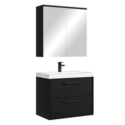Badplaats Meuble de salle de bain Florence 01 60 cm – Noir Matt – avec lavabo et mirroir