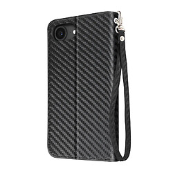 Avizar Étui à Clapet pour iPhone 17e Effet Carbone avec Porte-Cartes et Support Noir