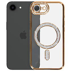 Avizar Coque pour iPhone 17e Compatible MagSafe avec Contour Strassé Dorée