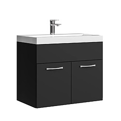 Badplaats Meuble de salle de bain Montreal 01 60 cm – Noir Mat – avec Lavabo et Armoire