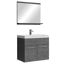 Badplaats Meuble de Salle de Bain Montreal Set 02 60 cm – Gris – avec Lavabo et Miroir