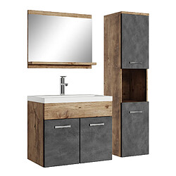 Badplaats Set de meuble de salle de bain Montreal 60 cm - Chêne châtaignier avec gris