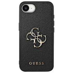 Guess Maroquinerie Guess Coque pour iPhone 17e avec Grand Logo 4G Effet Grainé en Similicuir Saffiano Noir