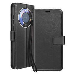 Mayaxess Étui Portefeuille pour Honor Magic 8 Lite avec Dragonne et Fonction Stand Noir