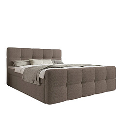 INTENSE DECO Lit coffre + matelas Volupto 140x190cm Bouclette Taupe