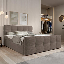 INTENSE DECO Lit coffre + matelas Volupto 140x190cm Bouclette Taupe