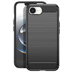 Avizar Coque pour iPhone 17e en Silicone Effet Carbone Texture Brossée Noir