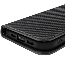 Avizar Étui à Clapet pour iPhone 17e Effet Carbone avec Porte-Cartes et Support Noir pas cher