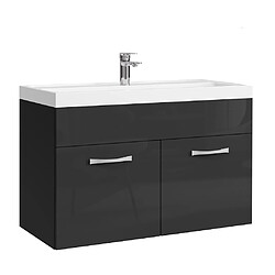 Badplaats Meuble de salle de bain Paso 01 80 cm - Noir brillant - Armoire