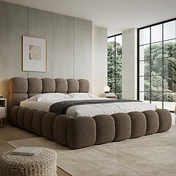 INTENSE DECO Lit coffre Tomaso 140x190cm Bouclette Taupe