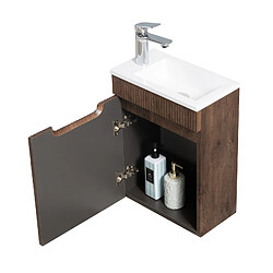 Badplaats Meuble Lave-mains Thermis 40 x 22 cm - Brun Noyer -