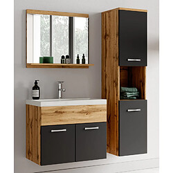 Acheter Badplaats Meuble de salle de bain Montreal 01 60 cm - Chêne avec Noir – Lavabo et Armoire