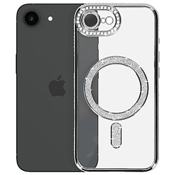 Avizar Coque pour iPhone 17e Compatible MagSafe avec Contour Strassé Argent