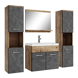 Badplaats Set de meuble de salle de bain Montreal XL 60 cm - Chêne / gris - Armoire