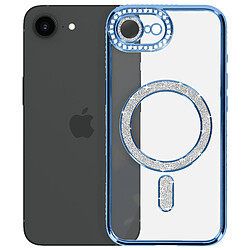 Avizar Coque pour iPhone 17e Compatible MagSafe avec Contour Strassé Bleu