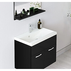Avis BADPLAATS Meuble de salle de bain Montreal 01 60 cm – Noir Brillant – Meuble avec Lavabo et Armoire