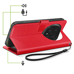 Acheter Mayaxess Étui Portefeuille pour Honor Magic 8 Pro avec Dragonne et Fonction Stand Rouge
