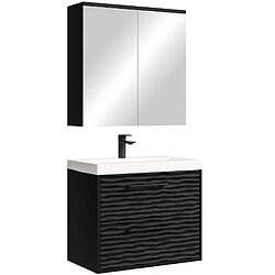 Badplaats Meuble de salle de bain Etna 01 60 cm – Noir Mat – avec miroir armoire