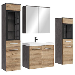 Badplaats Meuble de salle de bain Mirano 60 x 35 cm - Gris foncé/ chêne châtaigne