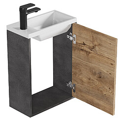 Avis Badplaats Meuble Lave-mains Florence 40 x 22 cm - Gris avec Chêne Châtaignier