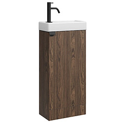Badplaats Meuble Lave-mains Orion 40 x 22 cm - Brun noyer - Meuble lavabo avec vasque