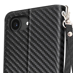 Acheter Avizar Étui à Clapet pour iPhone 17e Effet Carbone avec Porte-Cartes et Support Noir
