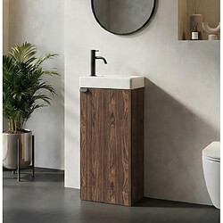 Badplaats Meuble Lave-mains Orion 40 x 22 cm - Brun noyer - Meuble lavabo avec vasque