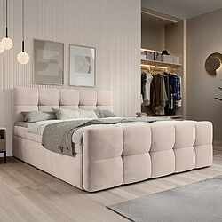 INTENSE DECO Lit coffre + matelas Volupto 180x200cm velours Beige