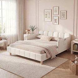 Pugsdrly Lit enfant 140 x 200 cm - Velours - Beige