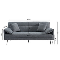 JLC KREATION Canapé-lit moderne 2 places en tissu gris LIMA pas cher
