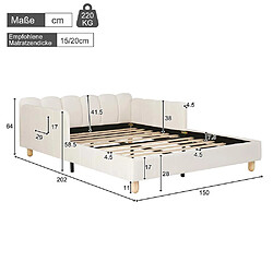 Avis Pugsdrly Lit enfant 140 x 190 cm - Velours - Beige