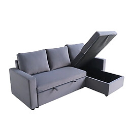 JLC KREATION Canapé d'angle convertible avec coffre coloris gris COSY pas cher