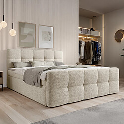 INTENSE DECO Lit coffre + matelas Volupto 160X200cm Bouclette Beige