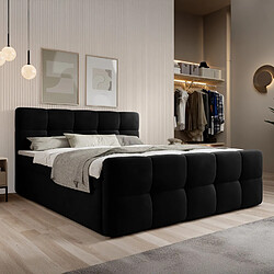 INTENSE DECO Lit coffre + matelas Volupto 160x200cm velours Noir